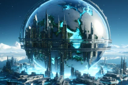 Futuristic global view with high tech