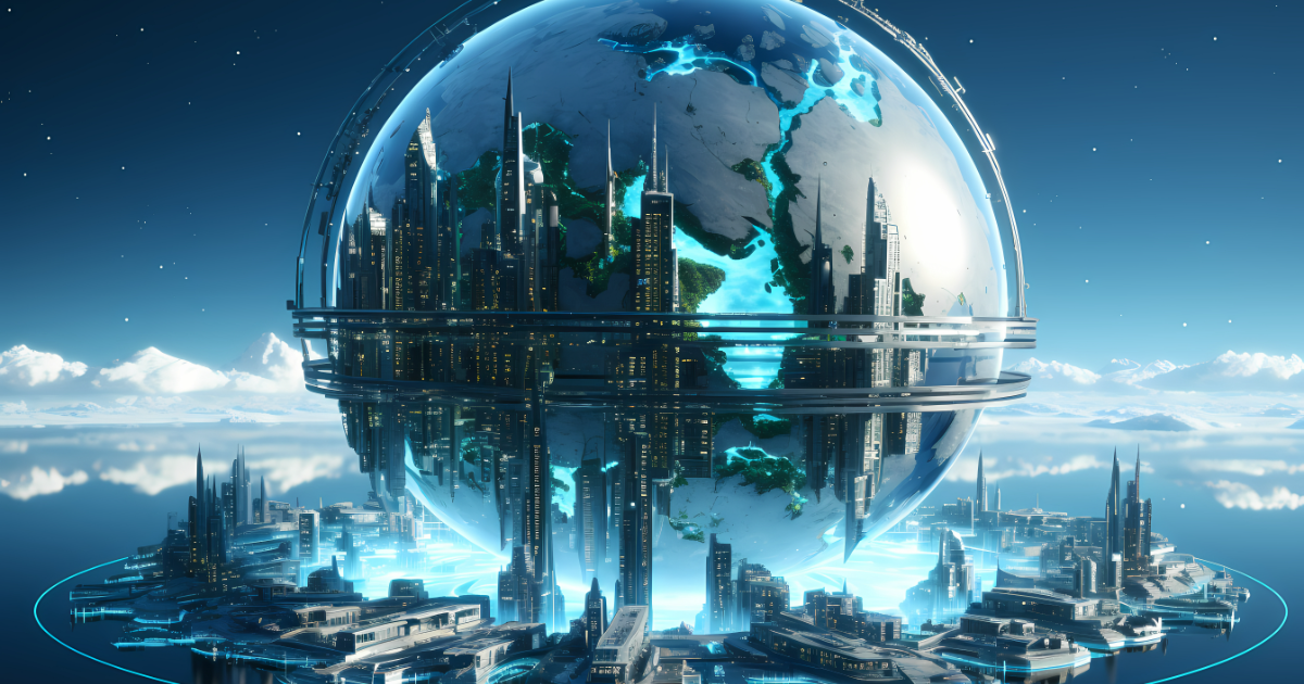 Futuristic global view with high tech