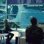 A military crew working control room of cybersecurity